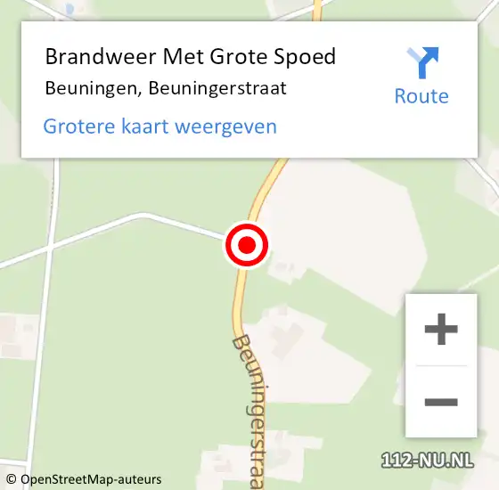 Locatie op kaart van de 112 melding: Brandweer Met Grote Spoed Naar Beuningen, Beuningerstraat op 15 december 2017 00:17