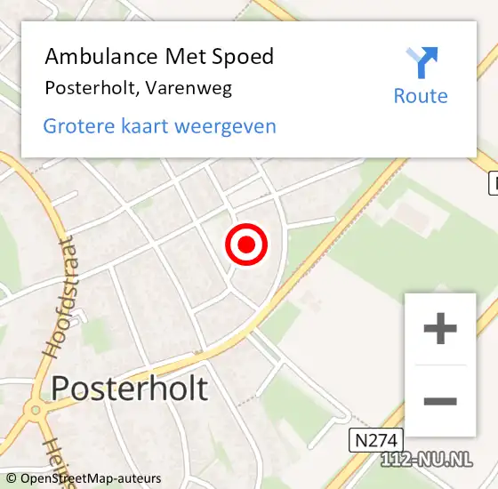 Locatie op kaart van de 112 melding: Ambulance Met Spoed Naar Posterholt, Varenweg op 15 december 2017 00:33