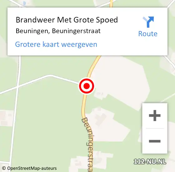 Locatie op kaart van de 112 melding: Brandweer Met Grote Spoed Naar Beuningen, Beuningerstraat op 15 december 2017 00:35