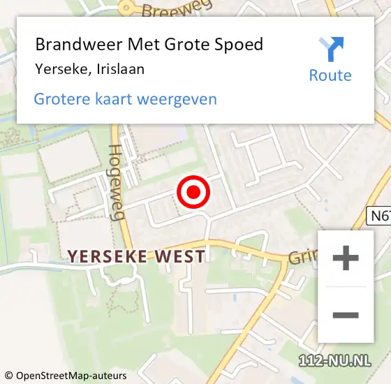 Locatie op kaart van de 112 melding: Brandweer Met Grote Spoed Naar Yerseke, Irislaan op 15 december 2017 01:07