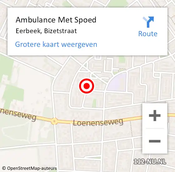 Locatie op kaart van de 112 melding: Ambulance Met Spoed Naar Eerbeek, Bizetstraat op 15 december 2017 03:07