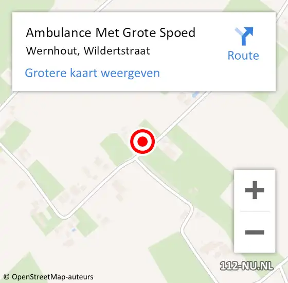 Locatie op kaart van de 112 melding: Ambulance Met Grote Spoed Naar Wernhout, Wildertstraat op 10 februari 2014 02:23