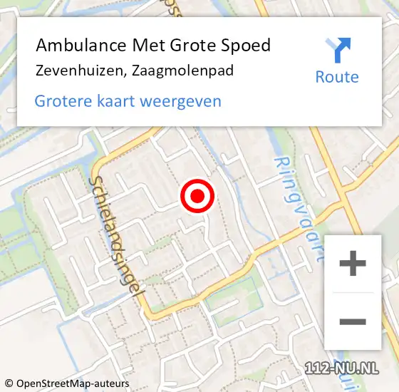 Locatie op kaart van de 112 melding: Ambulance Met Grote Spoed Naar Zevenhuizen, Zaagmolenpad op 15 december 2017 03:58