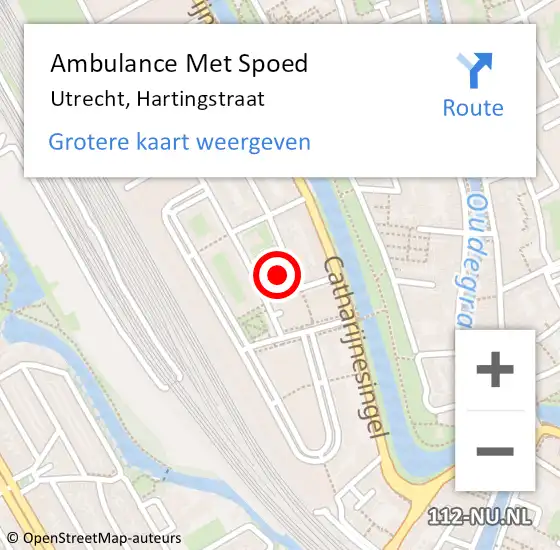 Locatie op kaart van de 112 melding: Ambulance Met Spoed Naar Utrecht, Hartingstraat op 15 december 2017 04:36