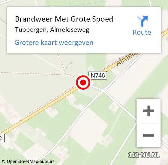 Locatie op kaart van de 112 melding: Brandweer Met Grote Spoed Naar Tubbergen, Almeloseweg op 15 december 2017 05:30