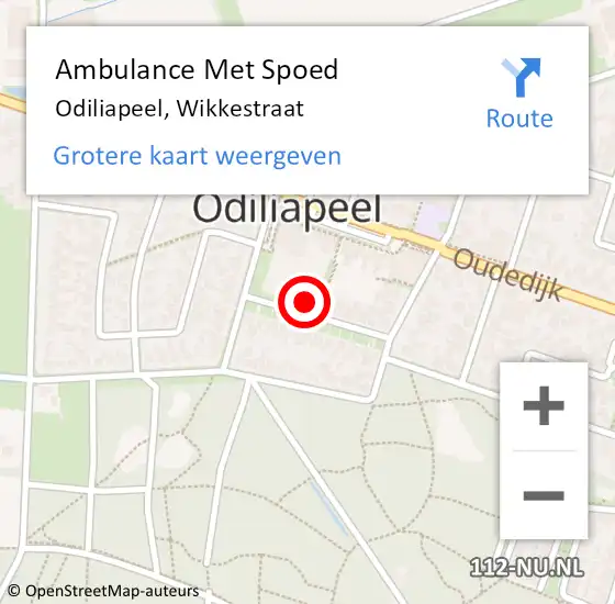 Locatie op kaart van de 112 melding: Ambulance Met Spoed Naar Odiliapeel, Wikkestraat op 15 december 2017 05:44