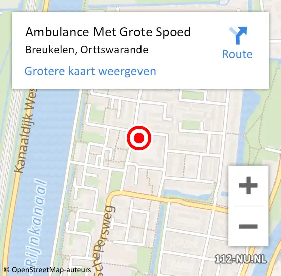 Locatie op kaart van de 112 melding: Ambulance Met Grote Spoed Naar Breukelen, Orttswarande op 15 december 2017 05:51