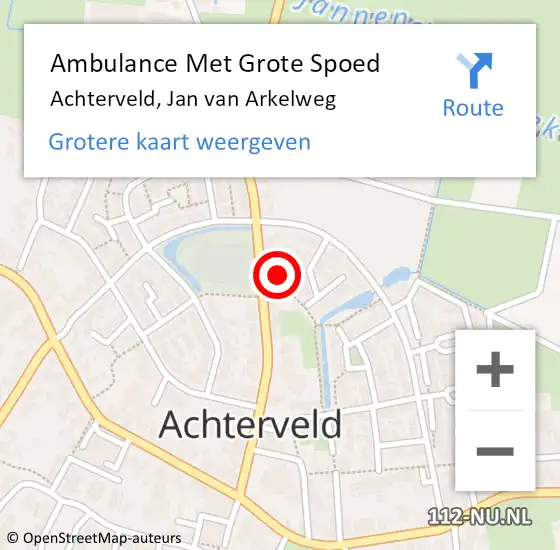 Locatie op kaart van de 112 melding: Ambulance Met Grote Spoed Naar Achterveld, Jan van Arkelweg op 15 december 2017 06:01