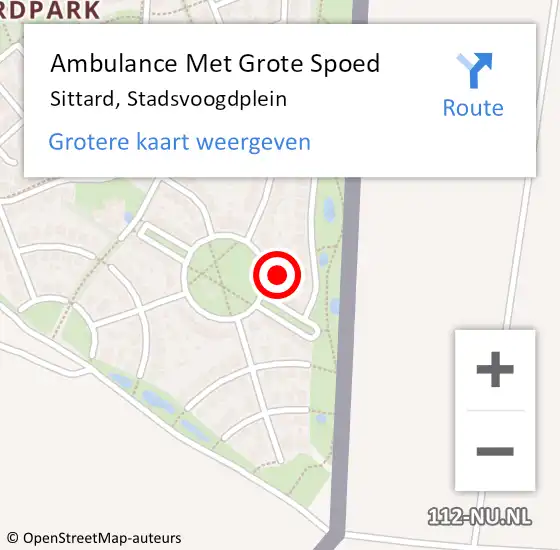 Locatie op kaart van de 112 melding: Ambulance Met Grote Spoed Naar Sittard, Stadsvoogdplein op 10 februari 2014 02:35