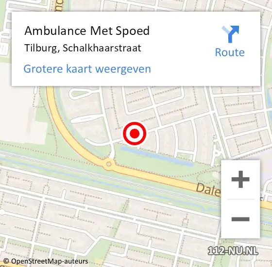 Locatie op kaart van de 112 melding: Ambulance Met Spoed Naar Tilburg, Schalkhaarstraat op 15 december 2017 06:28