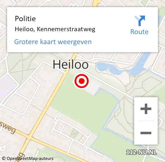 Locatie op kaart van de 112 melding: Politie Heiloo, Kennemerstraatweg op 15 december 2017 07:51