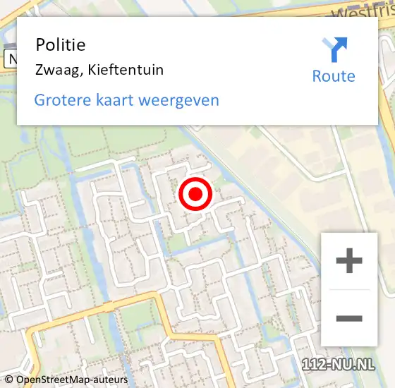 Locatie op kaart van de 112 melding: Politie Zwaag, Kieftentuin op 15 december 2017 07:54