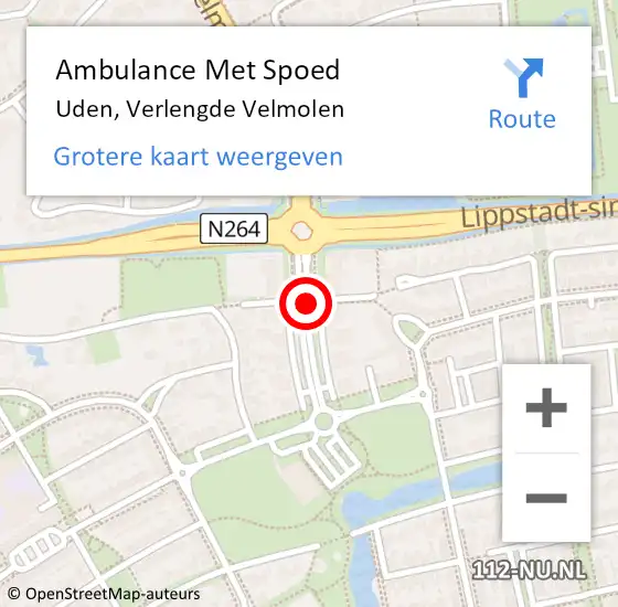 Locatie op kaart van de 112 melding: Ambulance Met Spoed Naar Uden, Verlengde Velmolen op 15 december 2017 08:15