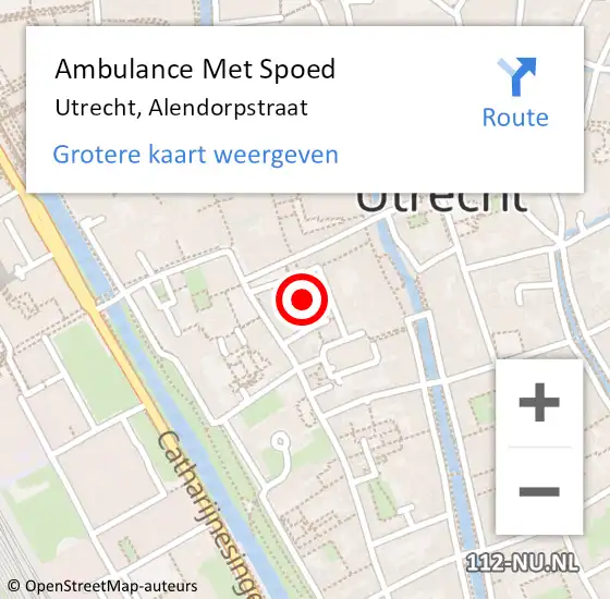 Locatie op kaart van de 112 melding: Ambulance Met Spoed Naar Utrecht, Alendorpstraat op 15 december 2017 08:25