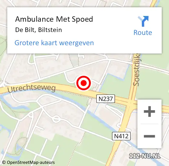 Locatie op kaart van de 112 melding: Ambulance Met Spoed Naar De Bilt, Biltstein op 15 december 2017 08:54