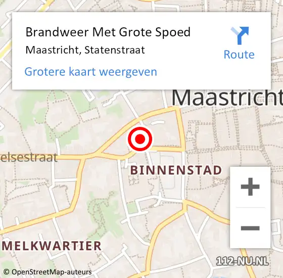 Locatie op kaart van de 112 melding: Brandweer Met Grote Spoed Naar Maastricht, Statenstraat op 15 december 2017 08:56