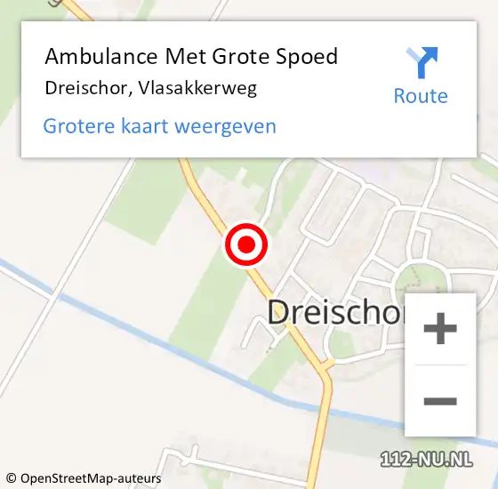 Locatie op kaart van de 112 melding: Ambulance Met Grote Spoed Naar Dreischor, Vlasakkerweg op 15 december 2017 09:09