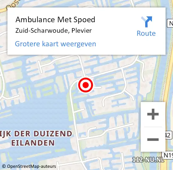 Locatie op kaart van de 112 melding: Ambulance Met Spoed Naar Zuid-Scharwoude, Plevier op 15 december 2017 09:26