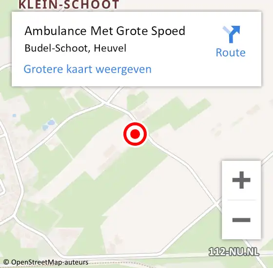 Locatie op kaart van de 112 melding: Ambulance Met Grote Spoed Naar Budel-Schoot, Heuvel op 15 december 2017 09:54