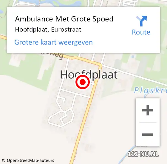 Locatie op kaart van de 112 melding: Ambulance Met Grote Spoed Naar Hoofdplaat, Eurostraat op 15 december 2017 10:17