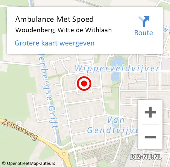 Locatie op kaart van de 112 melding: Ambulance Met Spoed Naar Woudenberg, Witte de Withlaan op 15 december 2017 10:38