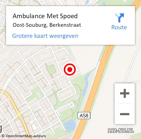 Locatie op kaart van de 112 melding: Ambulance Met Spoed Naar Oost-Souburg, Berkenstraat op 15 december 2017 11:46