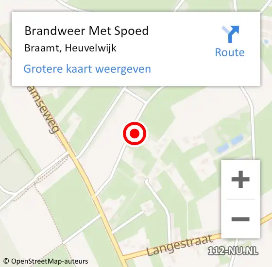 Locatie op kaart van de 112 melding: Brandweer Met Spoed Naar Braamt, Heuvelwijk op 15 december 2017 12:09