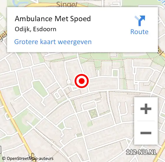Locatie op kaart van de 112 melding: Ambulance Met Spoed Naar Odijk, Esdoorn op 15 december 2017 12:10