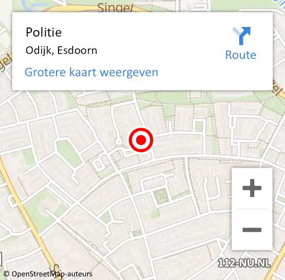 Locatie op kaart van de 112 melding: Politie Odijk, Esdoorn op 15 december 2017 12:13