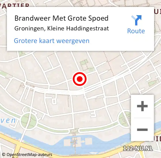 Locatie op kaart van de 112 melding: Brandweer Met Grote Spoed Naar Groningen, Kleine Haddingestraat op 10 februari 2014 04:42