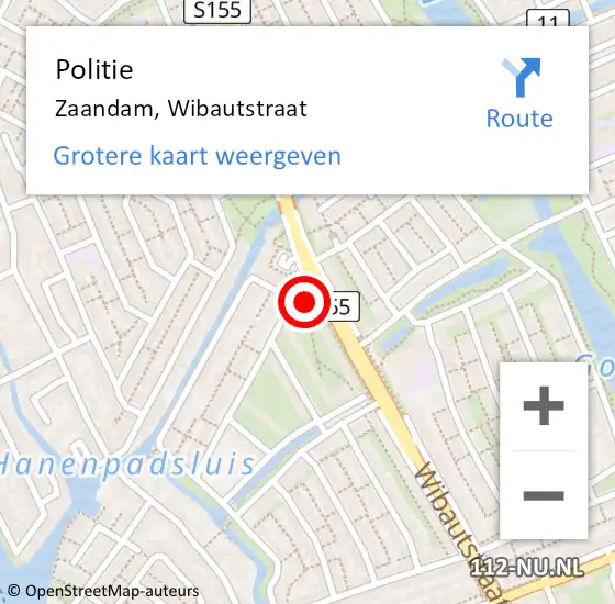 Locatie op kaart van de 112 melding: Politie Zaandam, Wibautstraat op 15 december 2017 12:33