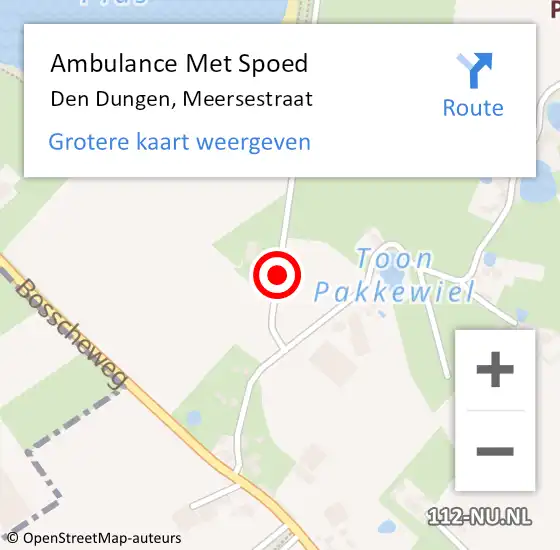 Locatie op kaart van de 112 melding: Ambulance Met Spoed Naar Den Dungen, Meersestraat op 15 december 2017 13:33