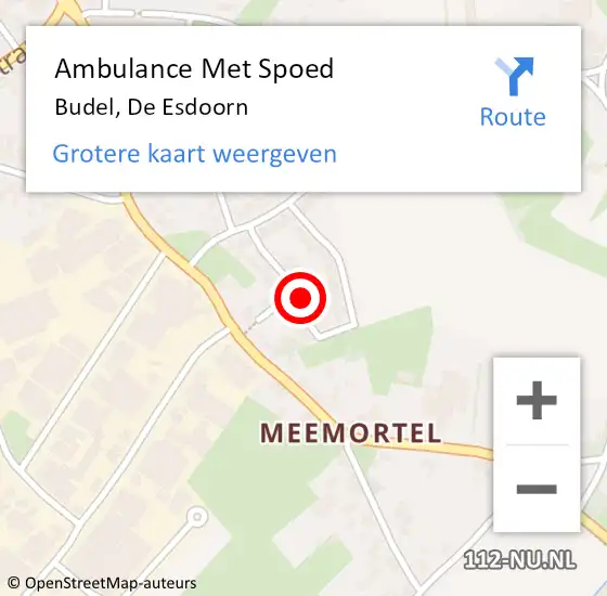 Locatie op kaart van de 112 melding: Ambulance Met Spoed Naar Budel, De Esdoorn op 15 december 2017 14:22