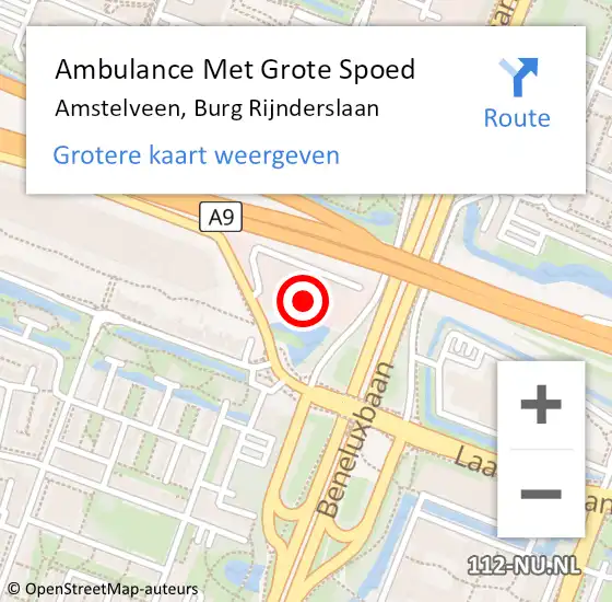 Locatie op kaart van de 112 melding: Ambulance Met Grote Spoed Naar Amstelveen, Burg Rijnderslaan op 15 december 2017 14:36