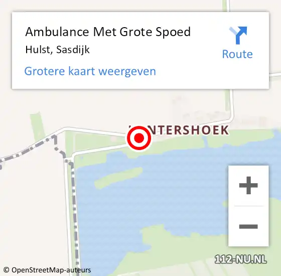 Locatie op kaart van de 112 melding: Ambulance Met Grote Spoed Naar Hulst, Sasdijk op 15 december 2017 14:44