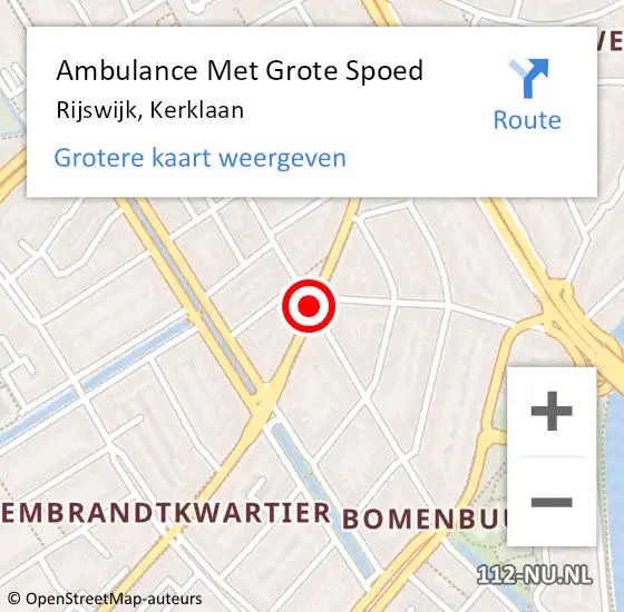 Locatie op kaart van de 112 melding: Ambulance Met Grote Spoed Naar Rijswijk, Kerklaan op 15 december 2017 16:11