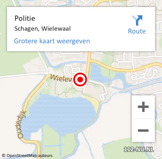 Locatie op kaart van de 112 melding: Politie Schagen, Wielewaal op 15 december 2017 16:16