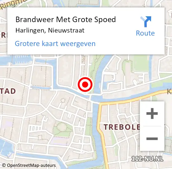 Locatie op kaart van de 112 melding: Brandweer Met Grote Spoed Naar Harlingen, Nieuwstraat op 10 februari 2014 06:28