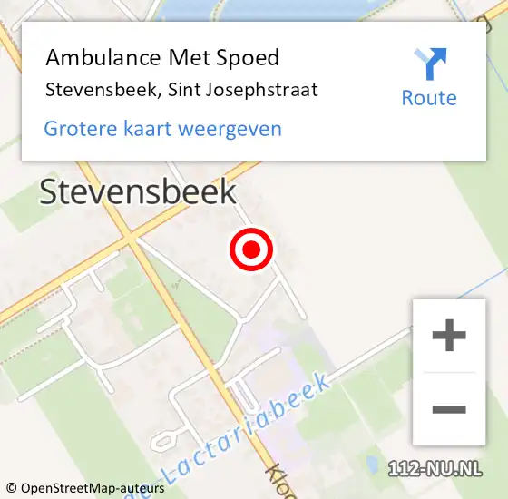 Locatie op kaart van de 112 melding: Ambulance Met Spoed Naar Stevensbeek, Sint Josephstraat op 15 december 2017 16:20