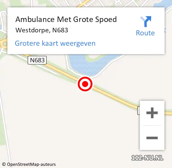 Locatie op kaart van de 112 melding: Ambulance Met Grote Spoed Naar Westdorpe, N683 op 15 december 2017 16:50