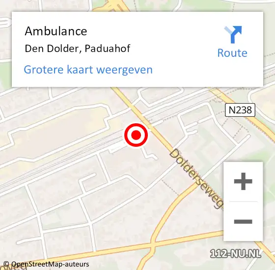 Locatie op kaart van de 112 melding: Ambulance Den Dolder, Paduahof op 15 december 2017 17:26