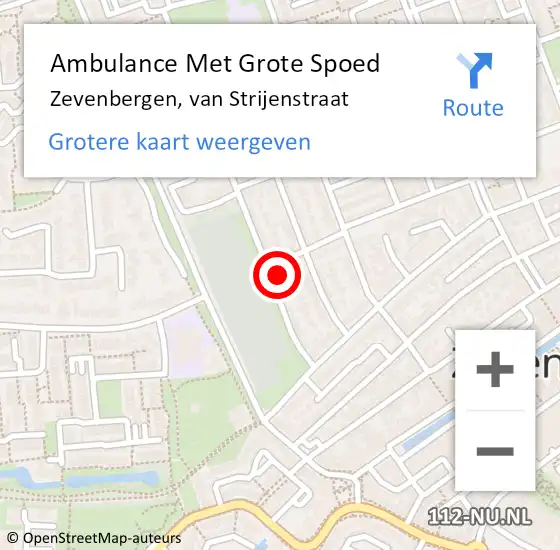 Locatie op kaart van de 112 melding: Ambulance Met Grote Spoed Naar Zevenbergen, van Strijenstraat op 15 december 2017 17:26