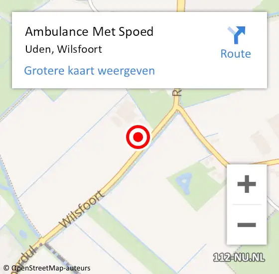 Locatie op kaart van de 112 melding: Ambulance Met Spoed Naar Uden, Wilsfoort op 15 december 2017 17:50