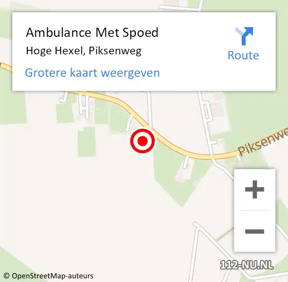 Locatie op kaart van de 112 melding: Ambulance Met Spoed Naar Hoge Hexel, Piksenweg op 15 december 2017 18:14