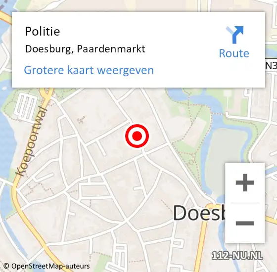 Locatie op kaart van de 112 melding: Politie Doesburg, Paardenmarkt op 15 december 2017 18:45