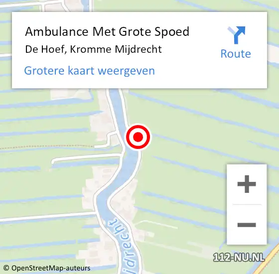 Locatie op kaart van de 112 melding: Ambulance Met Grote Spoed Naar De Hoef, Kromme Mijdrecht op 15 december 2017 19:42