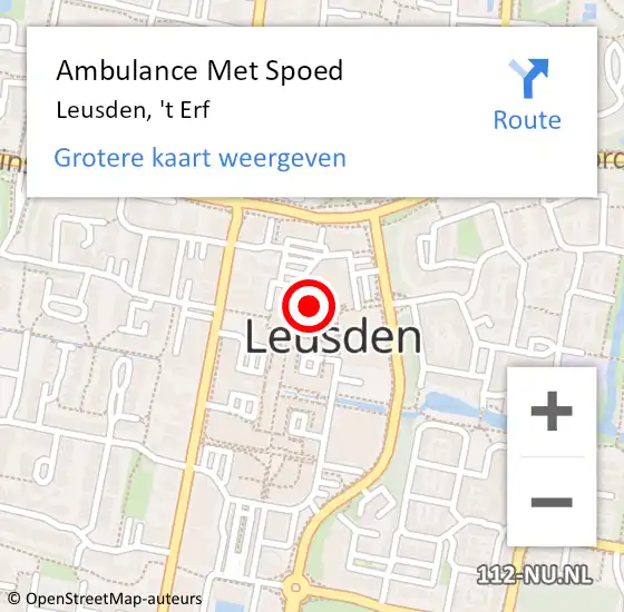 Locatie op kaart van de 112 melding: Ambulance Met Spoed Naar Leusden, 't Erf op 15 december 2017 20:03