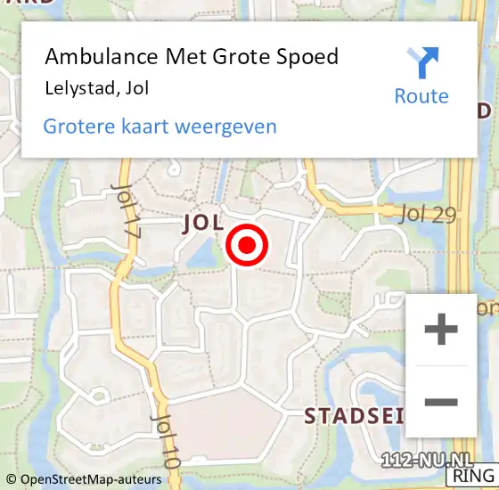 Locatie op kaart van de 112 melding: Ambulance Met Grote Spoed Naar Lelystad, Jol op 15 december 2017 20:43