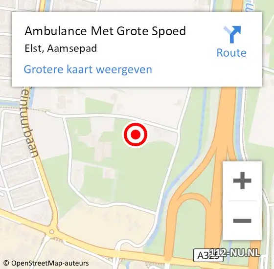 Locatie op kaart van de 112 melding: Ambulance Met Grote Spoed Naar Elst, Aamsepad op 10 februari 2014 07:42
