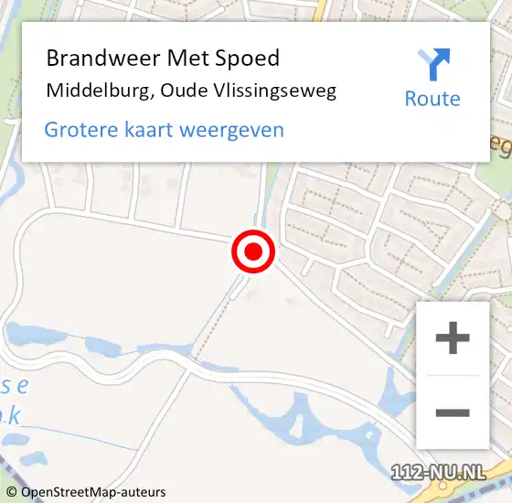 Locatie op kaart van de 112 melding: Brandweer Met Spoed Naar Middelburg, Oude Vlissingseweg op 15 december 2017 21:57
